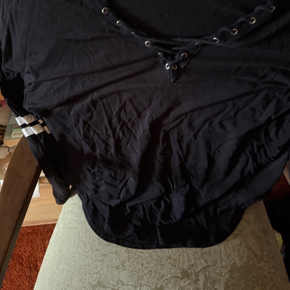 Black Lace-Up Women's Top
